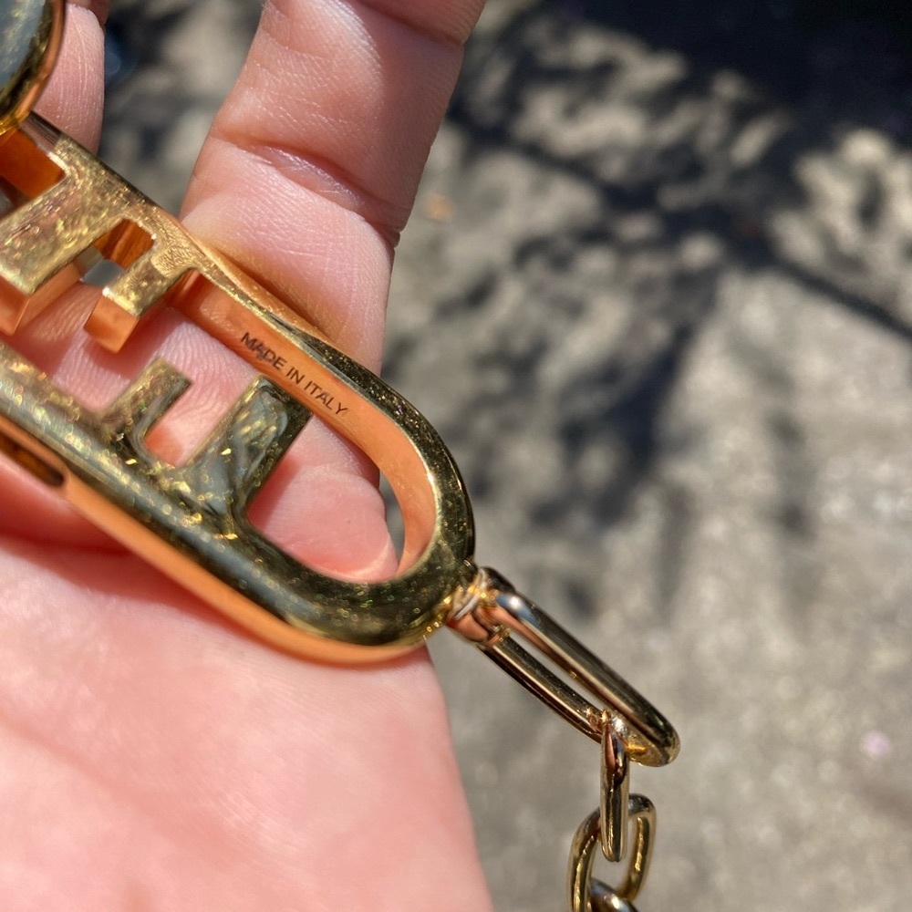 Fendi shoulder strap metal gold color